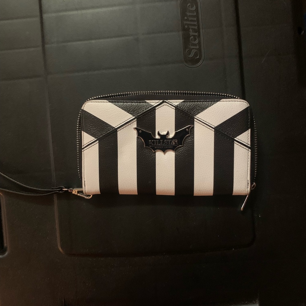 Killstar black and white wristlet wallet